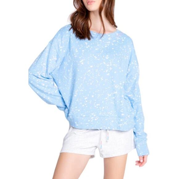 P.J. Salvage Pullover Pajama Top Size L Blue Splatter Flick Of The Brush Relaxed - Picture 3 of 16